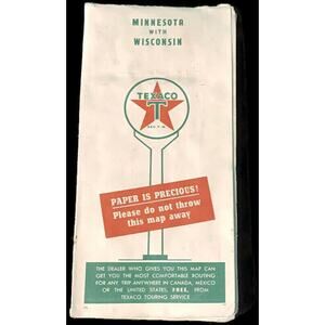 Minnesota Wisconsin Map Texaco Service Station Undated Complimentary Touring